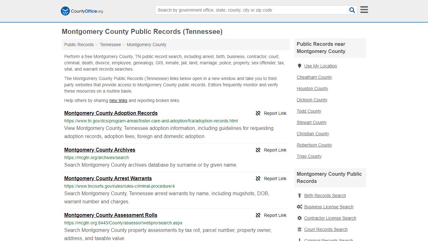 Public Records - Montgomery County, TN (Business, Criminal, GIS ...